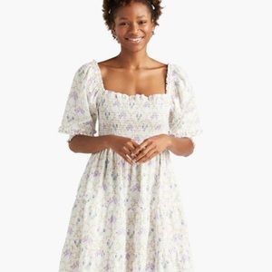 Hill House White and Purple Midi Dress